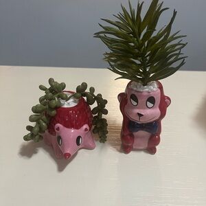 Valentine’s Pink Mini Animal Planter Set